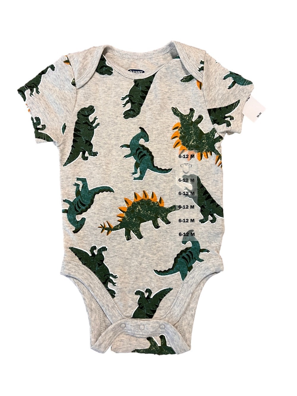 Brand New ✨ Old Navy Baby Green Dinosaur Print One-Piece Bodysuit - 6-12M